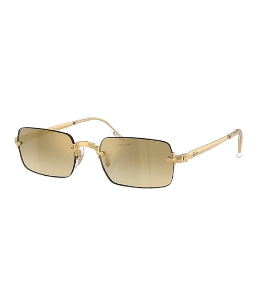 RAY BAN Золотые металлические солнцезащитные очки, фото 1