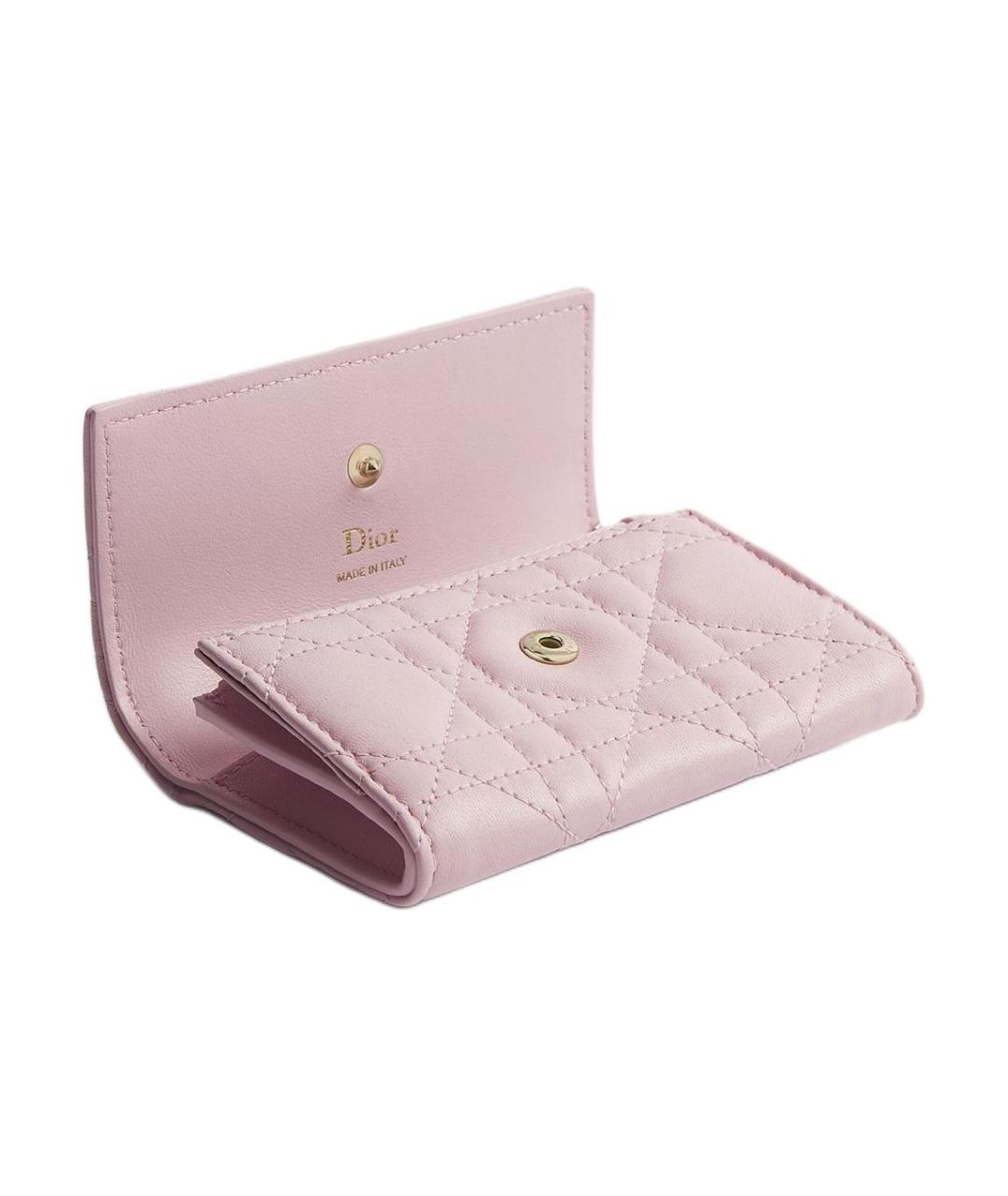 CHRISTIAN DIOR Розовый кожаный кошелек, фото 3