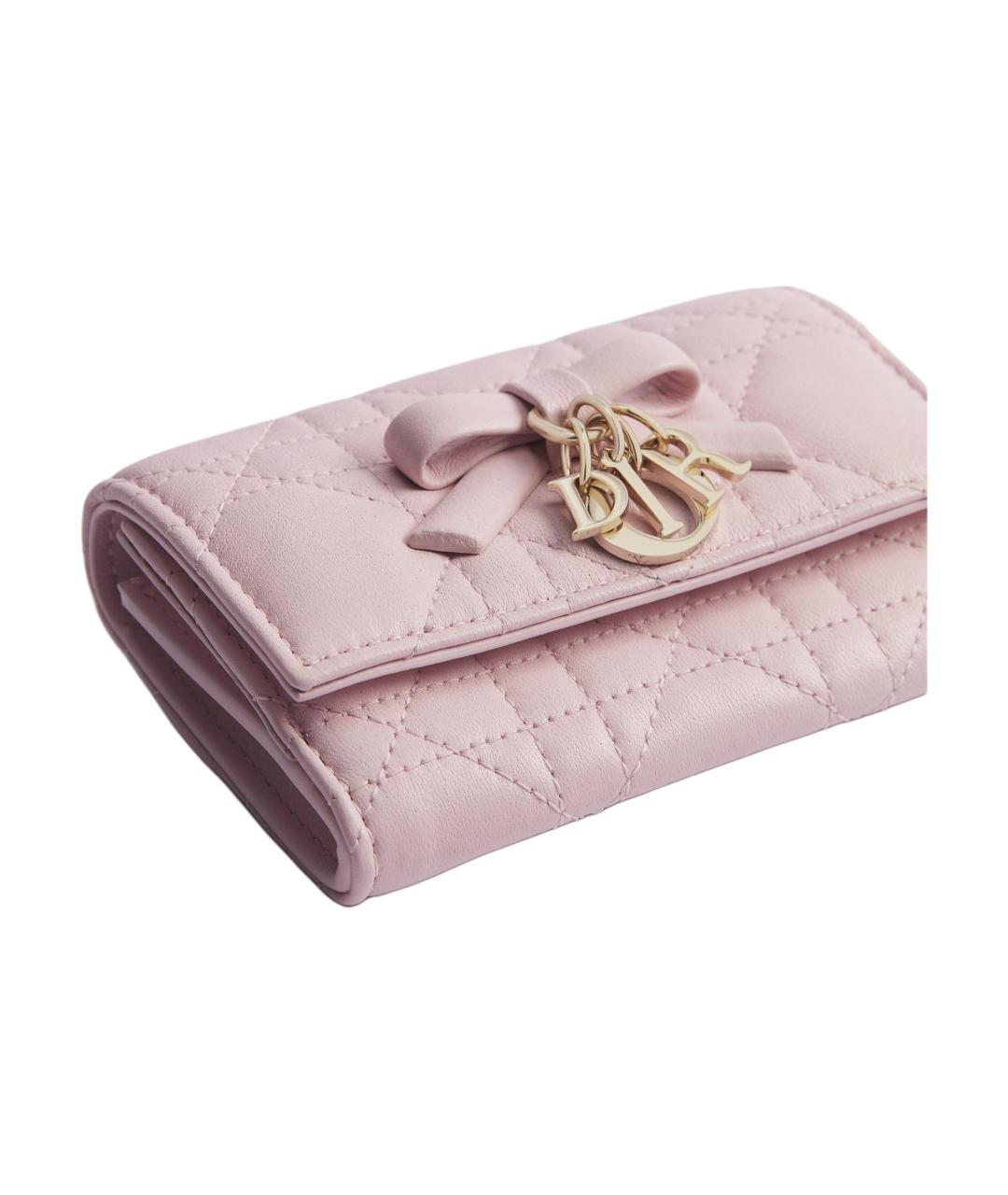 CHRISTIAN DIOR Розовый кожаный кошелек, фото 4