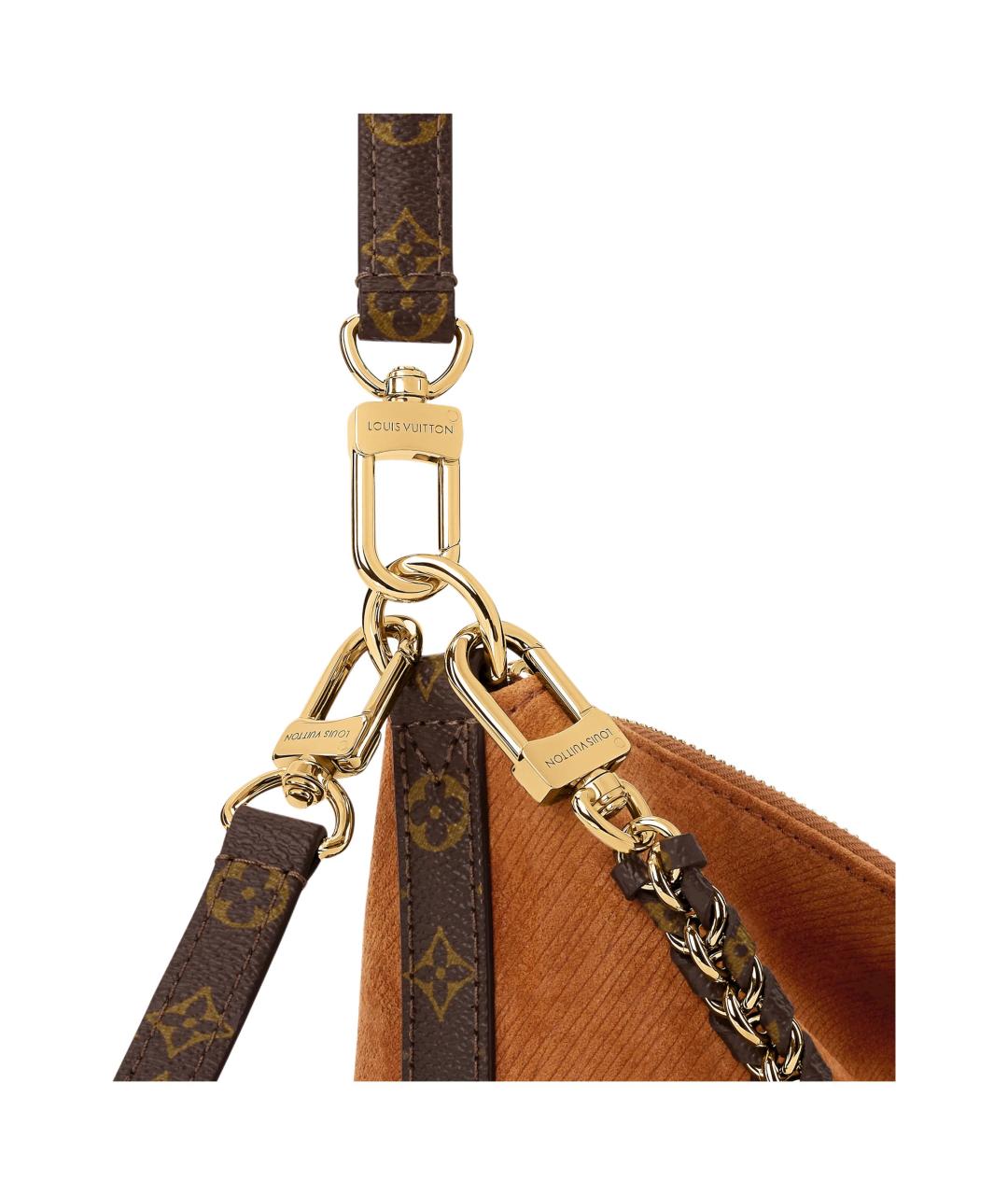 LOUIS VUITTON Коричневая замшевая сумка через плечо, фото 5