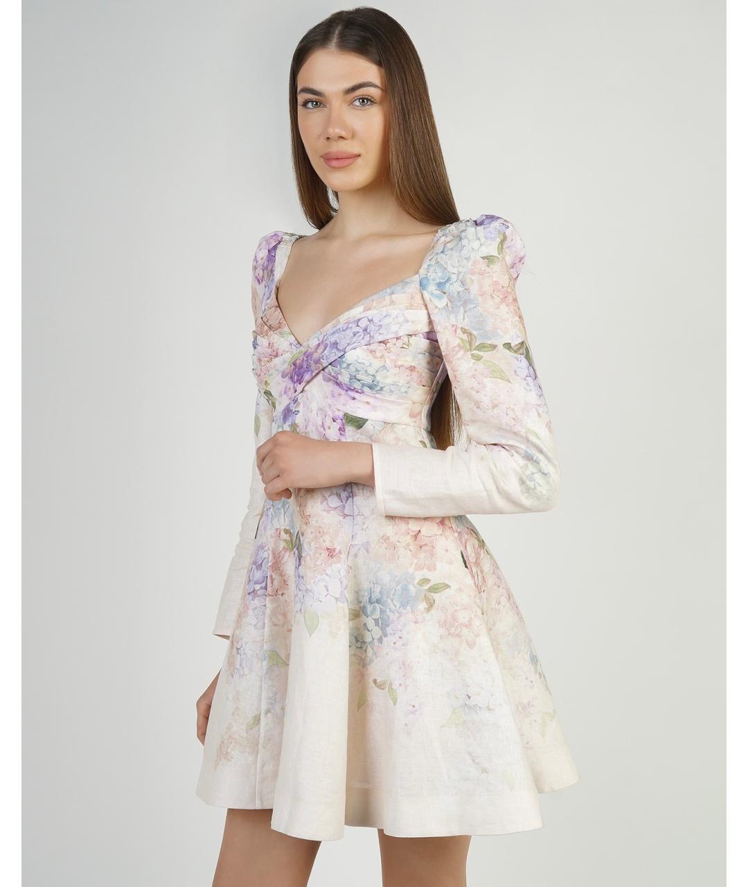 ZIMMERMANN Розовое льняное коктейльное платье, фото 6