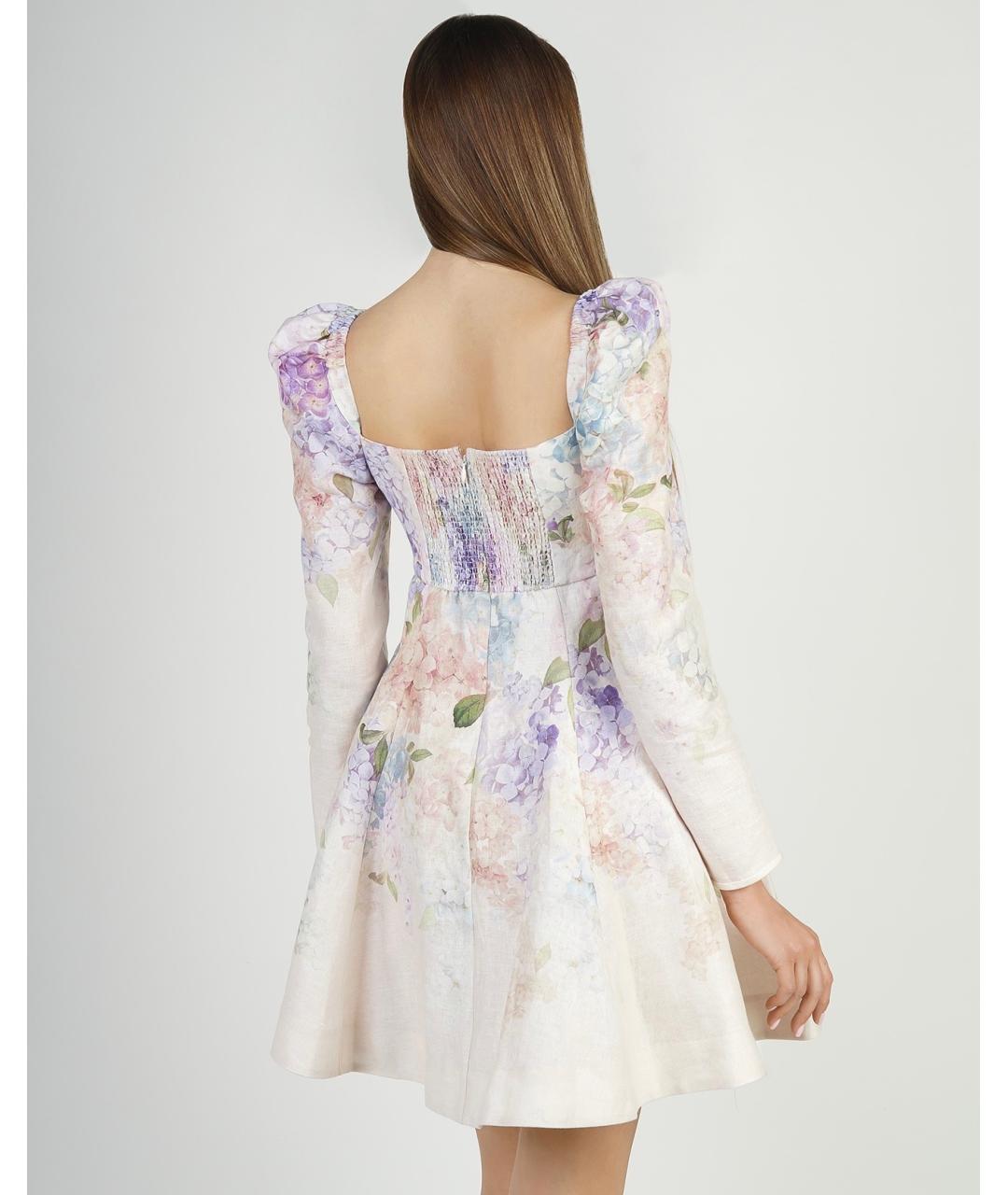 ZIMMERMANN Розовое льняное коктейльное платье, фото 8