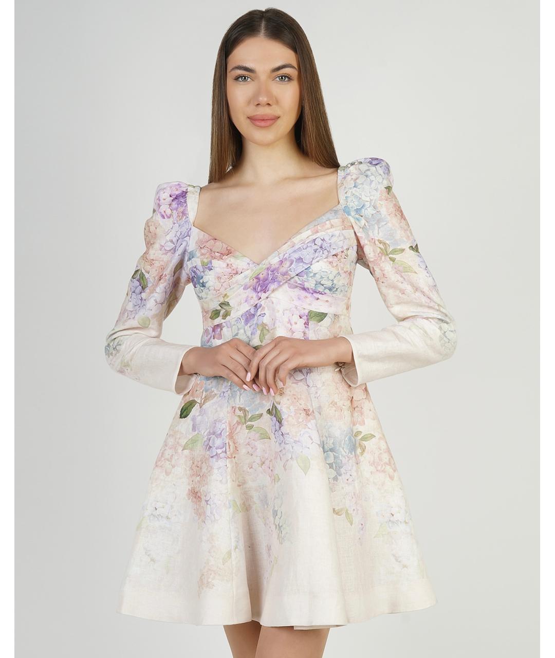 ZIMMERMANN Розовое льняное коктейльное платье, фото 7