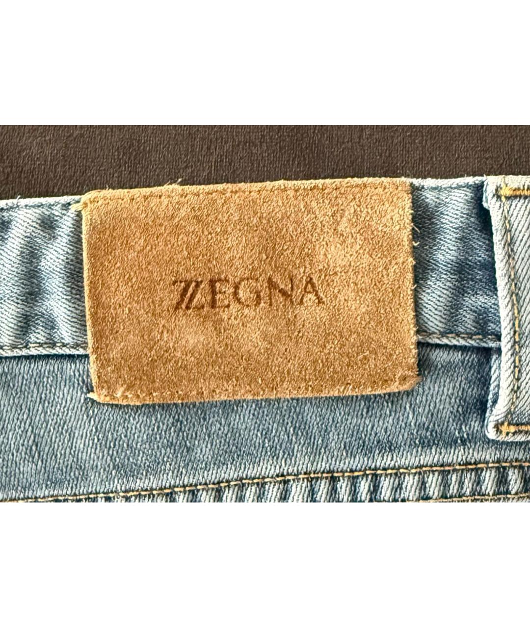 ZEGNA Синие хлопко-полиэстеровые прямые джинсы, фото 5