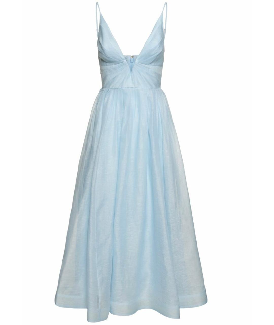 ZIMMERMANN Голубое льняное коктейльное платье, фото 1