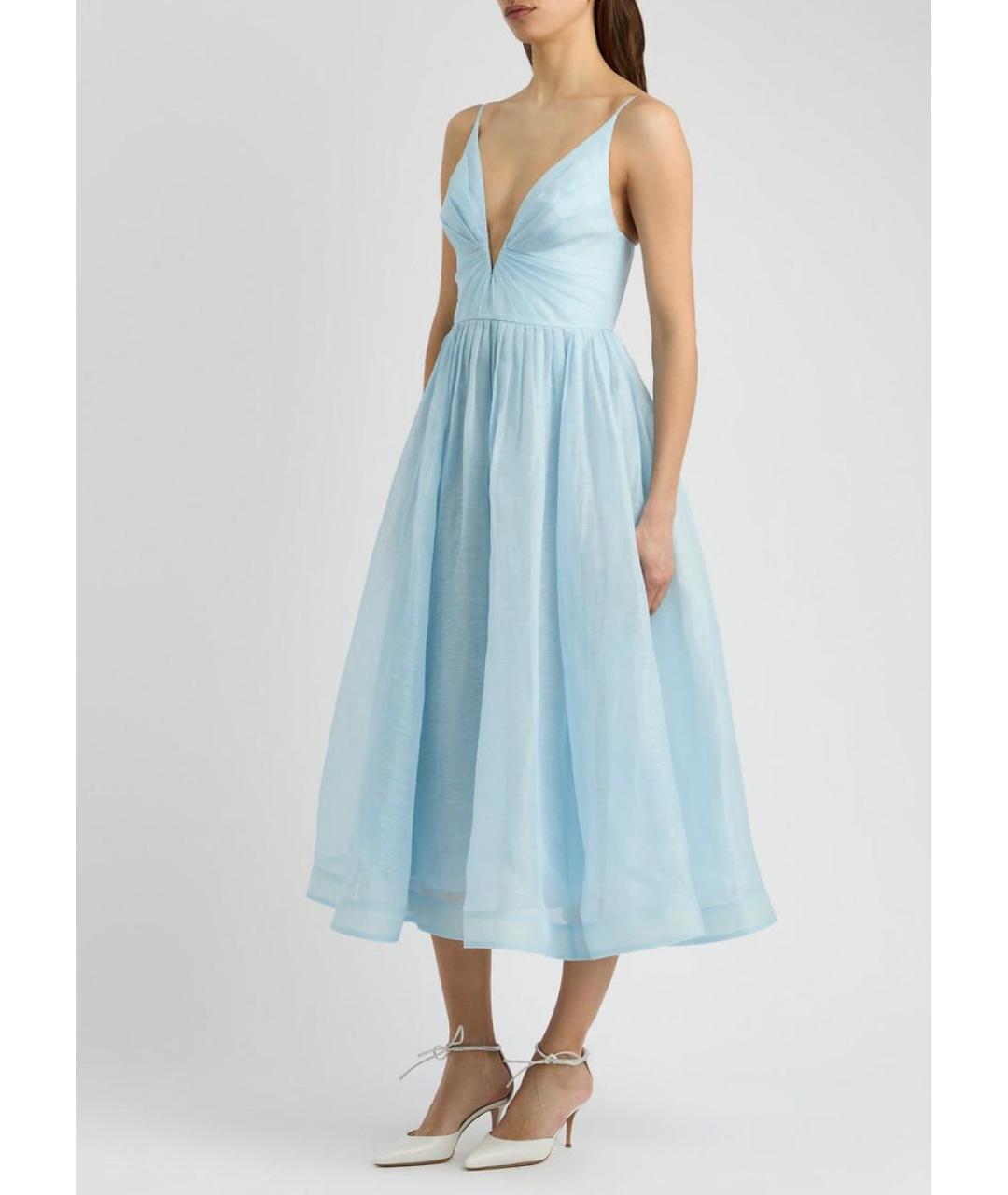 ZIMMERMANN Голубое льняное коктейльное платье, фото 3