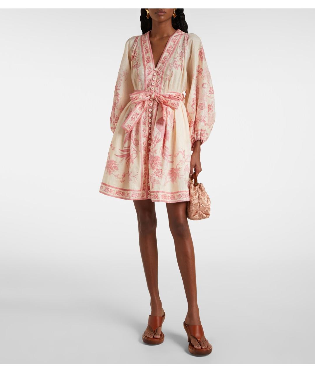 ZIMMERMANN Бежевое льняное коктейльное платье, фото 4