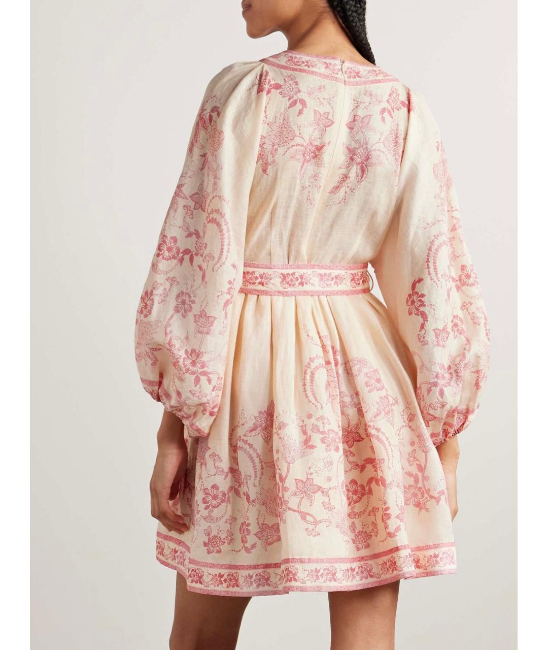 ZIMMERMANN Бежевое льняное коктейльное платье, фото 3