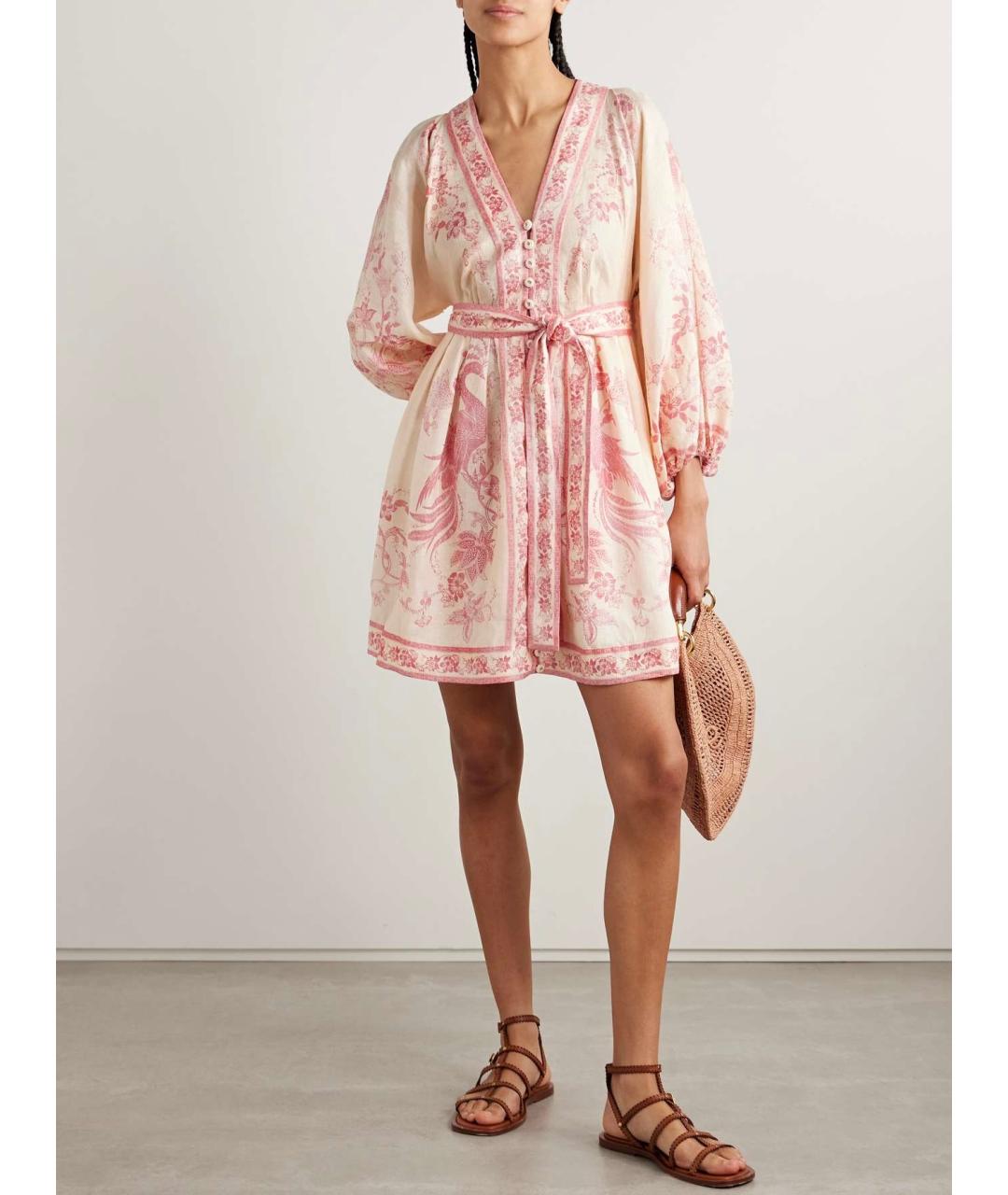 ZIMMERMANN Бежевое льняное коктейльное платье, фото 2