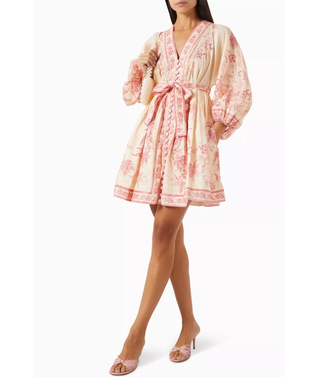 ZIMMERMANN Бежевое льняное коктейльное платье, фото 6