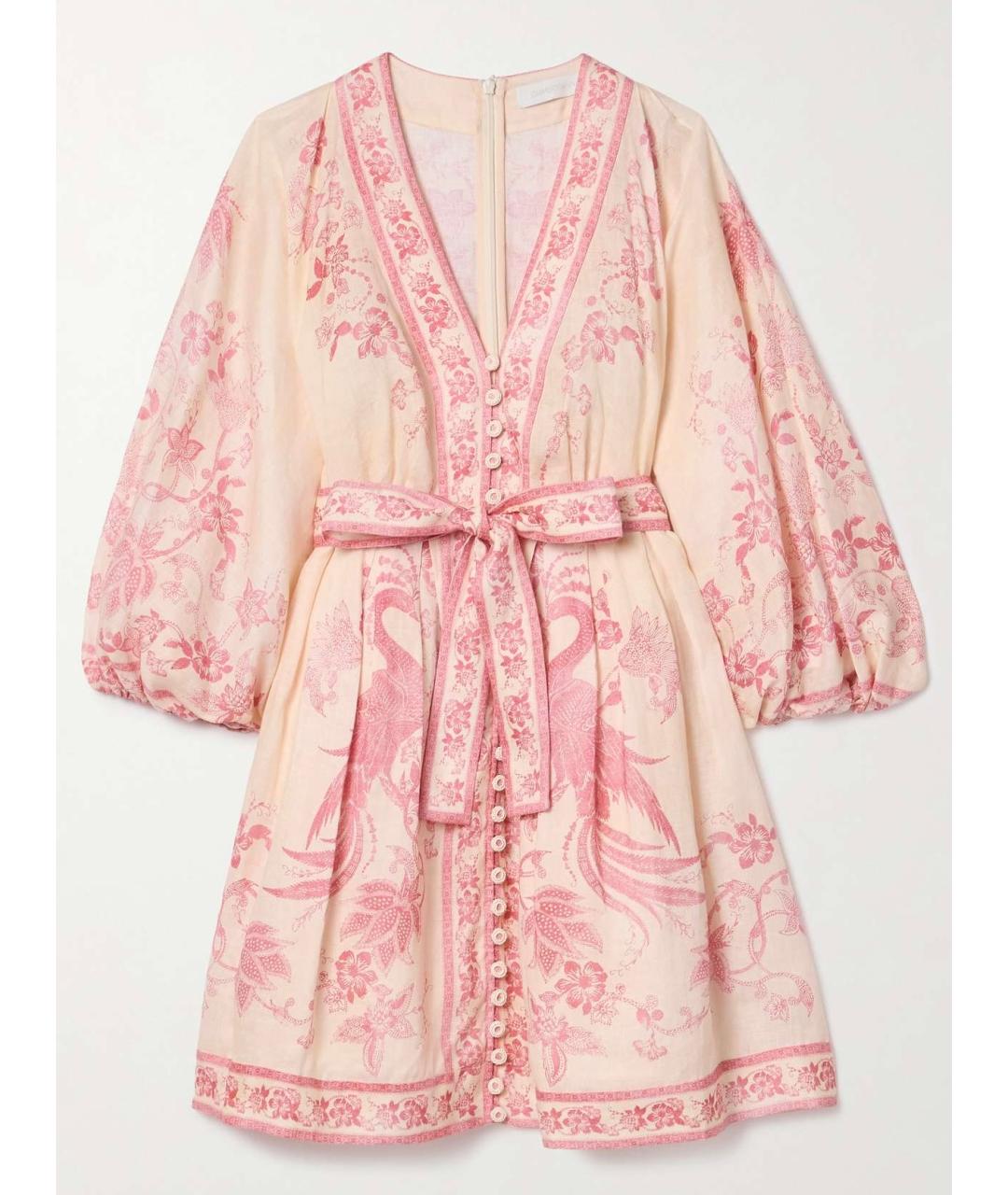 ZIMMERMANN Бежевое льняное коктейльное платье, фото 10