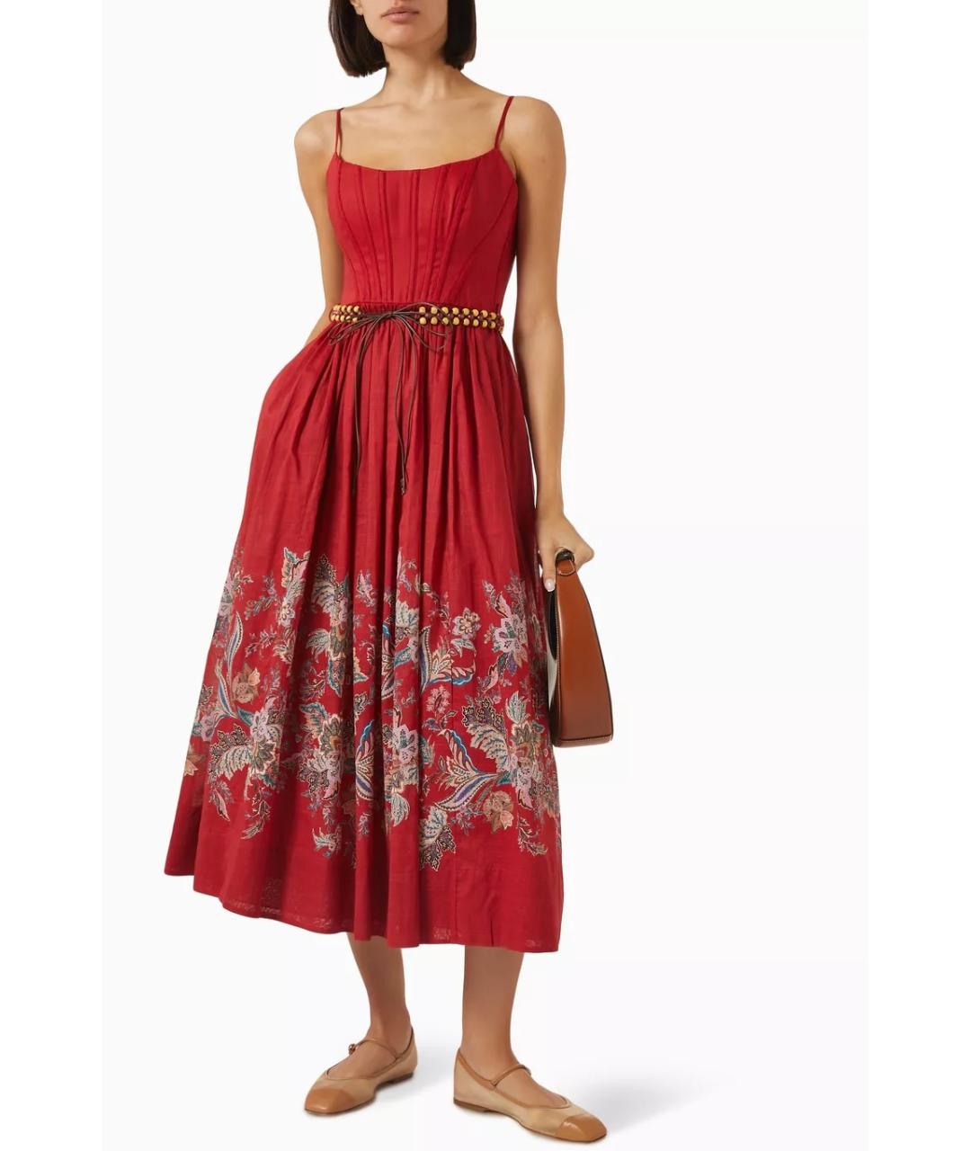 ZIMMERMANN Красное хлопковое коктейльное платье, фото 2