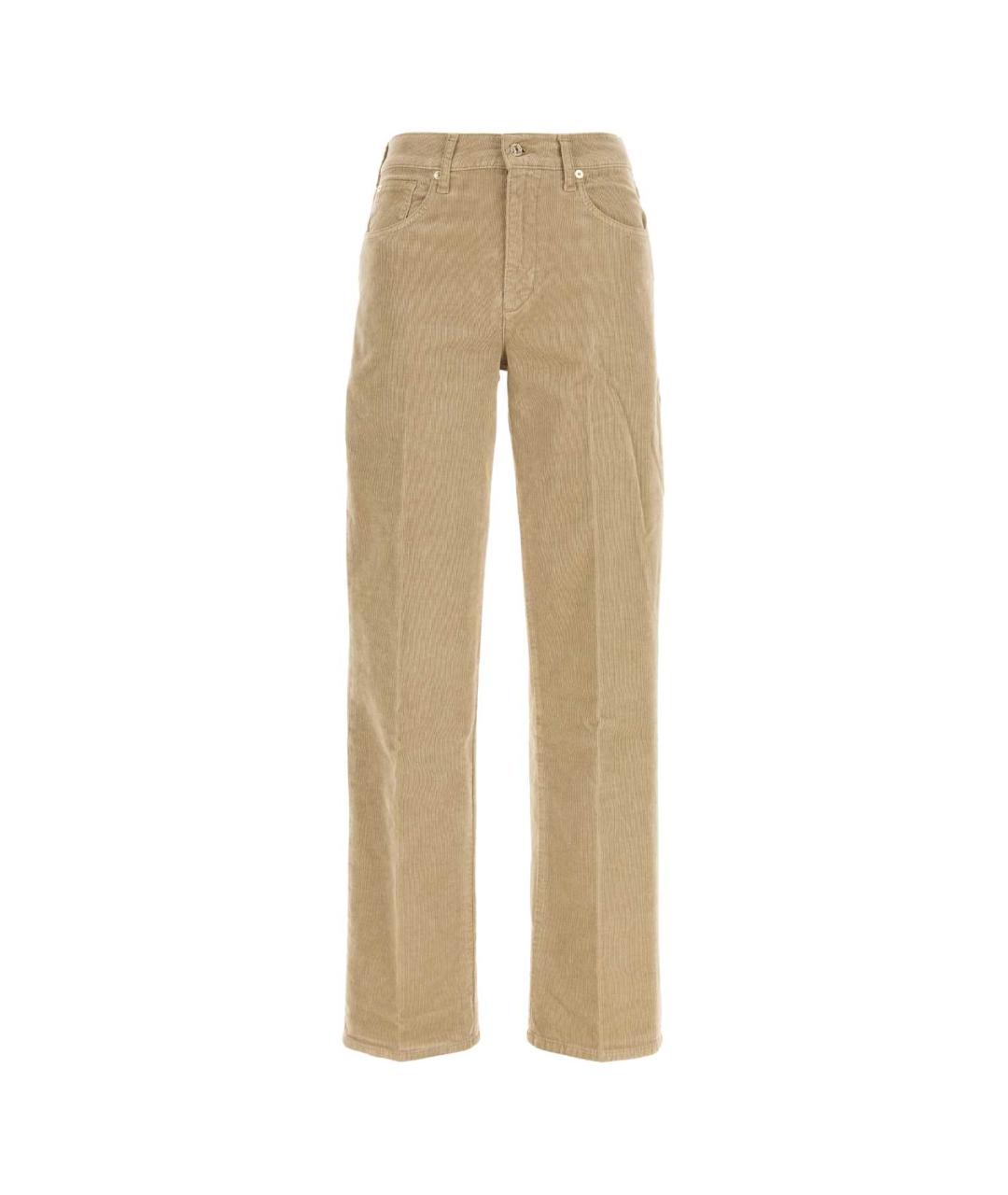 7 FOR ALL MANKIND Бежевые хлопко-полиэстеровые прямые джинсы, фото 1