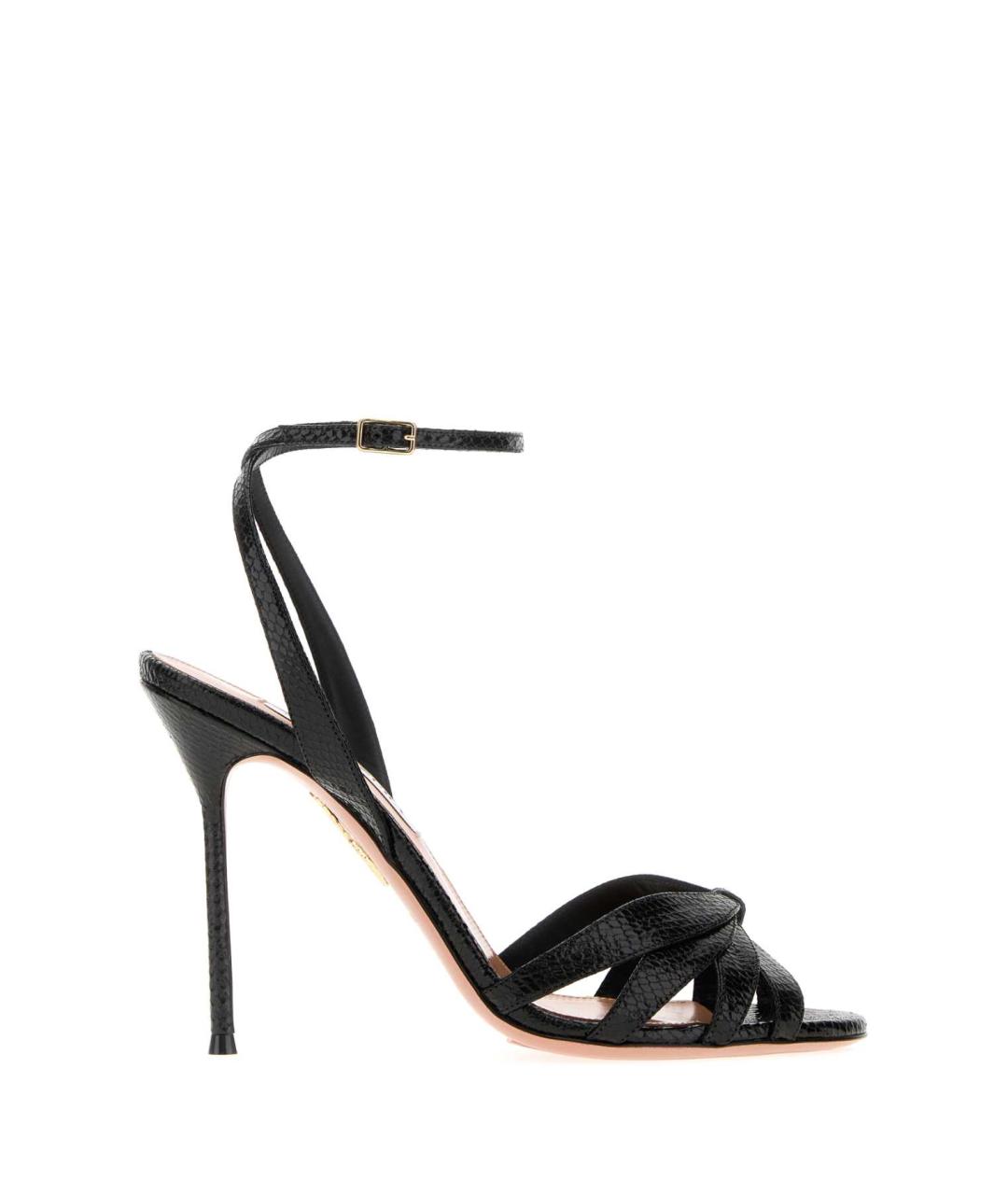 AQUAZZURA Черные кожаные босоножки, фото 1