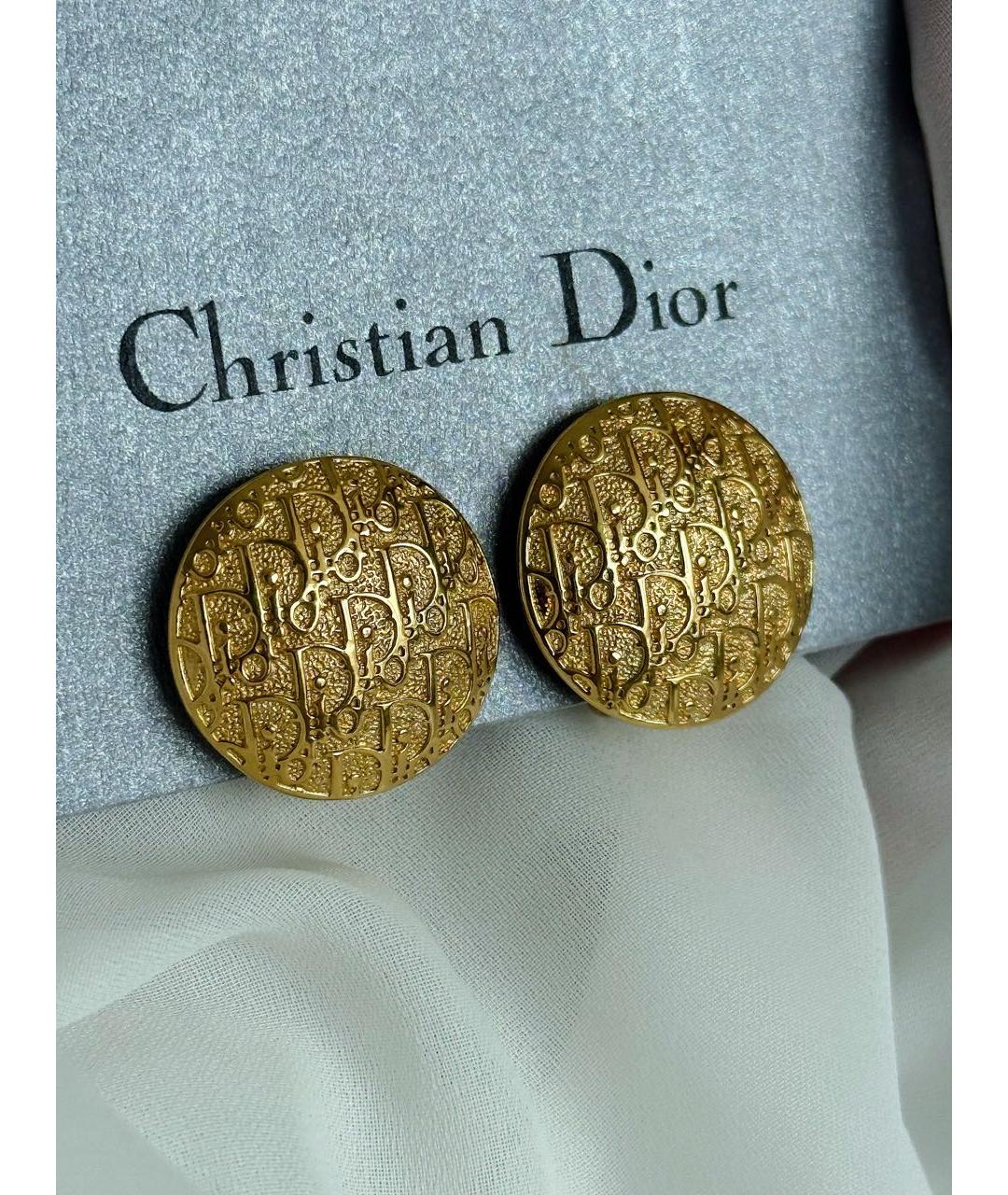 CHRISTIAN DIOR Золотые позолоченные клипсы, фото 3