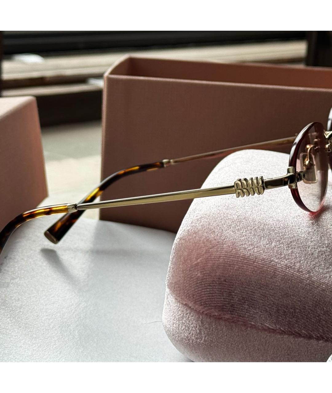 MIU MIU Розовые металлические солнцезащитные очки, фото 7