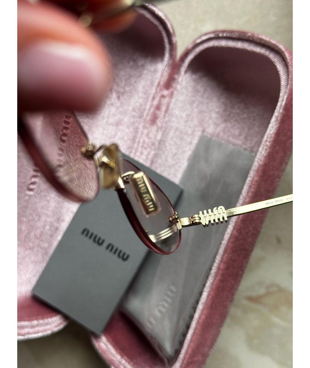 MIU MIU Розовые металлические солнцезащитные очки, фото 3