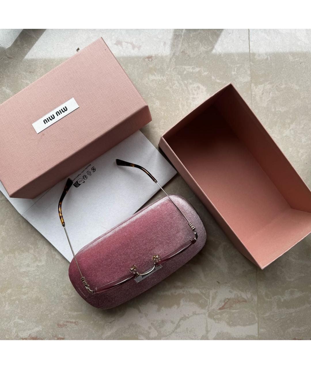 MIU MIU Розовые металлические солнцезащитные очки, фото 6