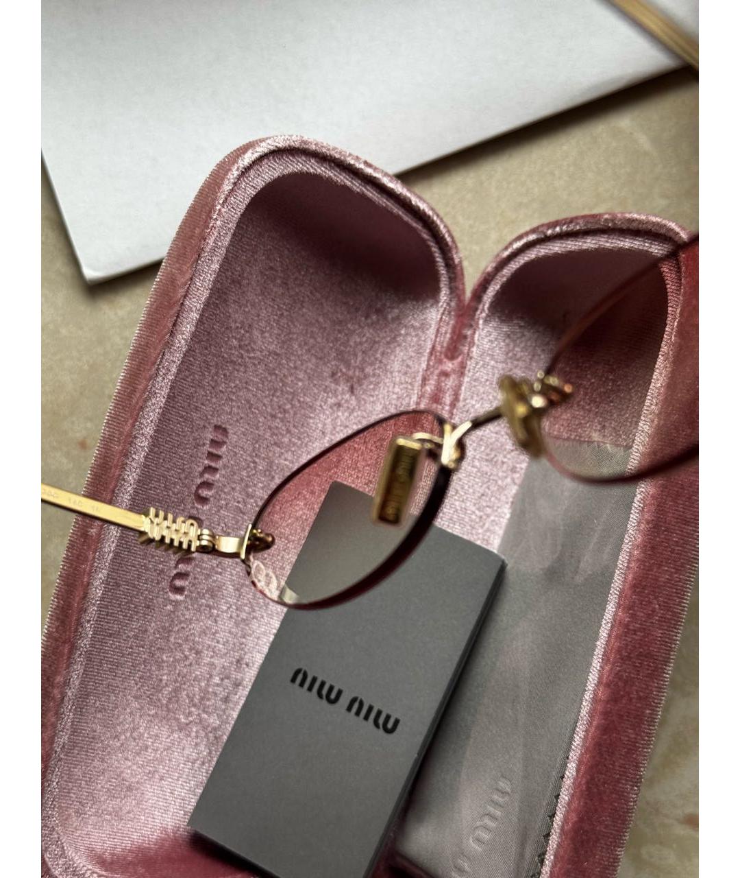 MIU MIU Розовые металлические солнцезащитные очки, фото 2