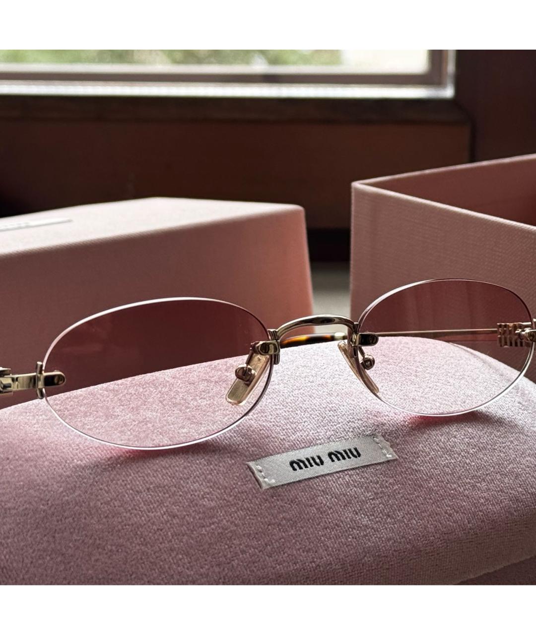 MIU MIU Розовые металлические солнцезащитные очки, фото 8