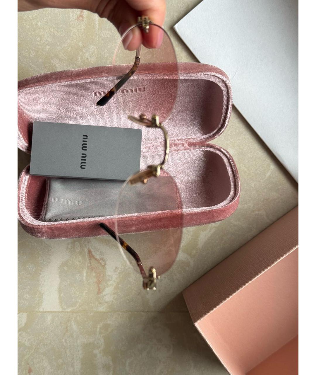 MIU MIU Розовые металлические солнцезащитные очки, фото 4