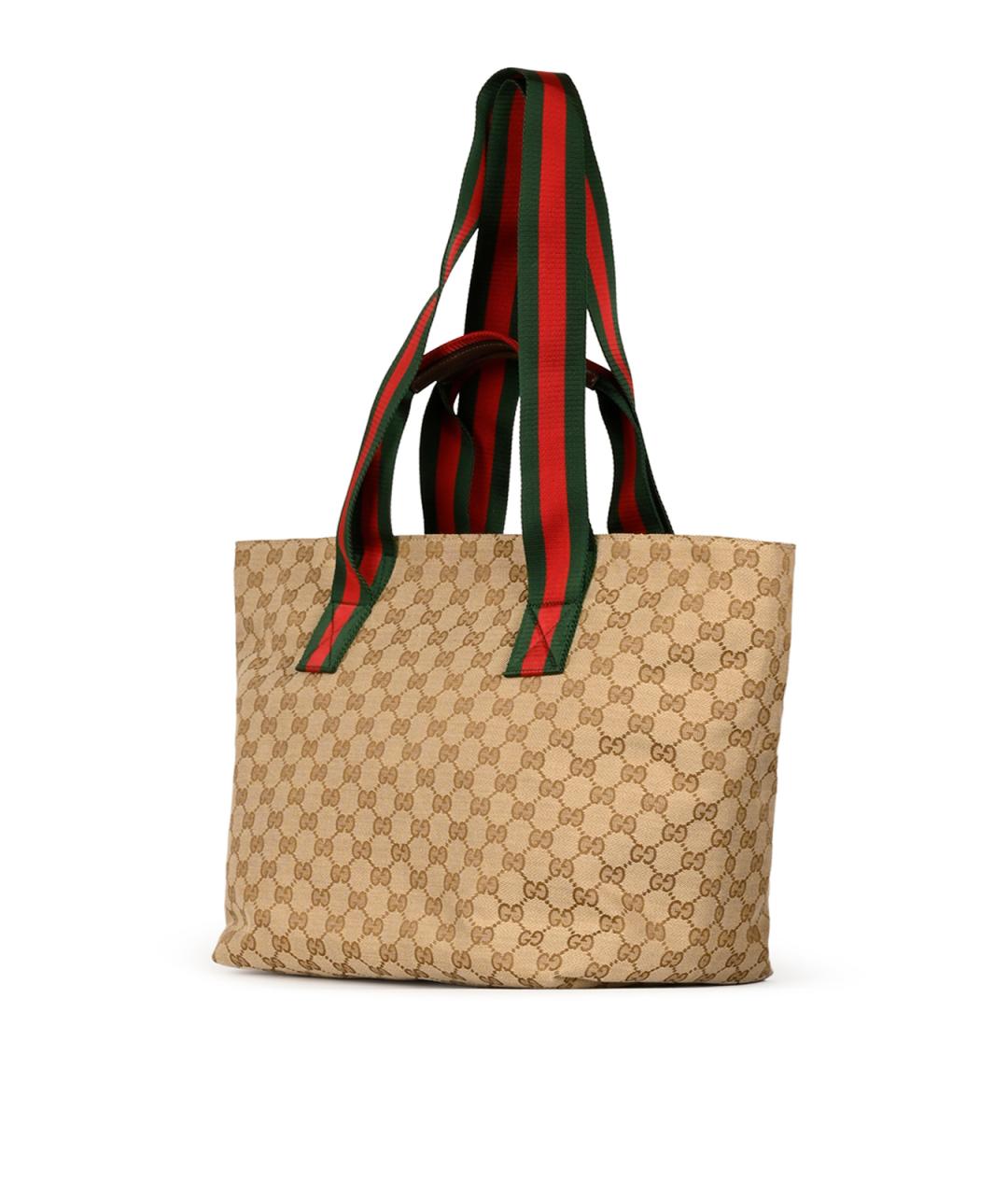 GUCCI Бежевая тканевая сумка тоут, фото 2