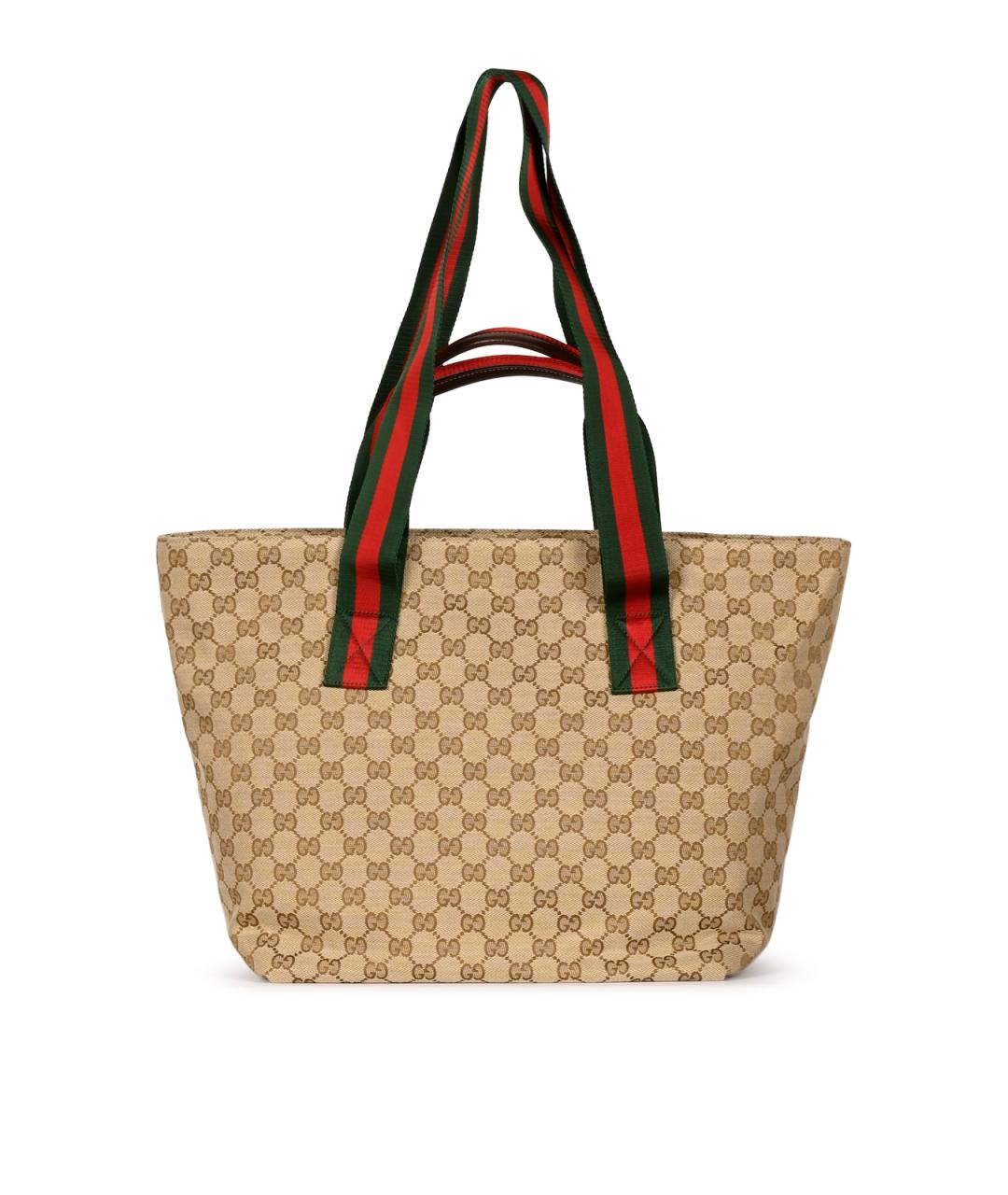 GUCCI Бежевая тканевая сумка тоут, фото 3