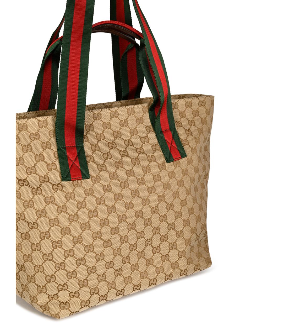 GUCCI Бежевая тканевая сумка тоут, фото 4