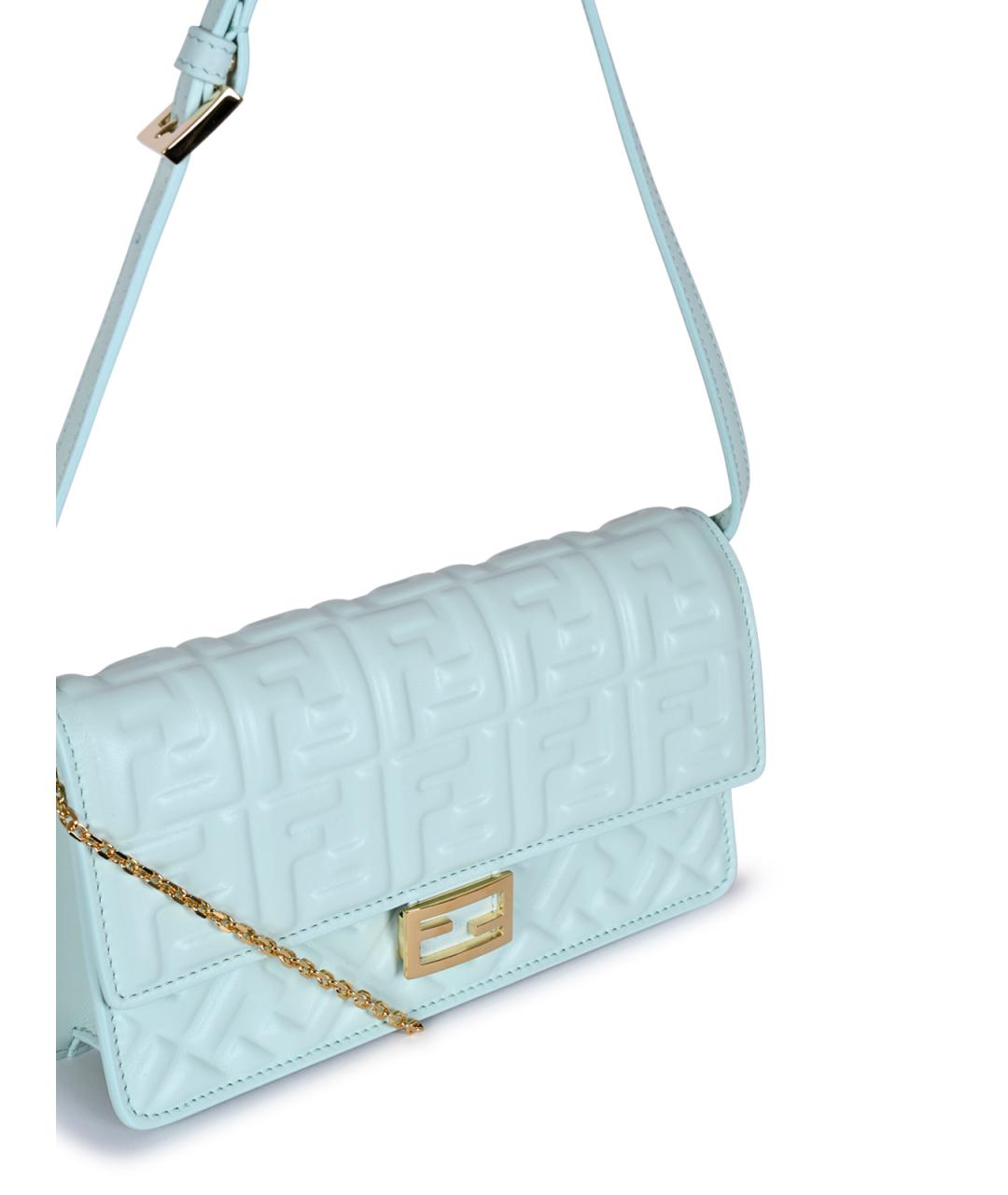 FENDI Голубая кожаная сумка через плечо, фото 4