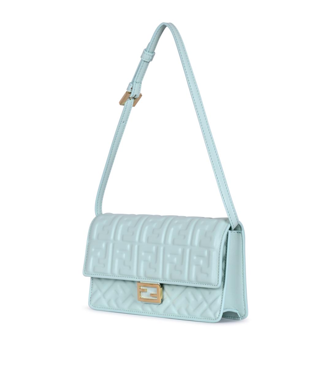 FENDI Голубая кожаная сумка через плечо, фото 2