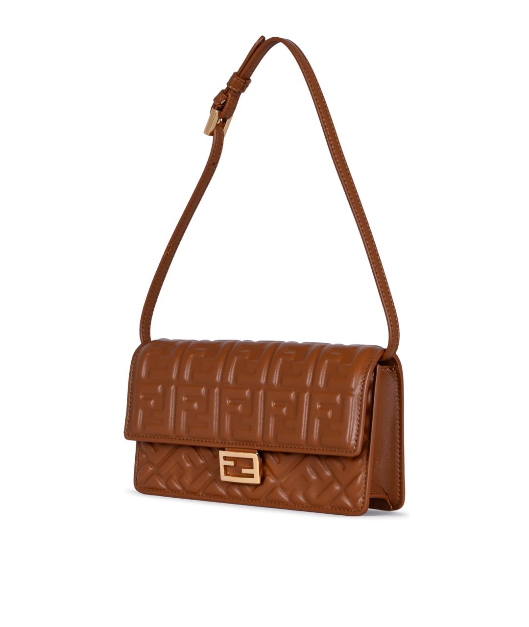FENDI Коричневая кожаная сумка через плечо, фото 2
