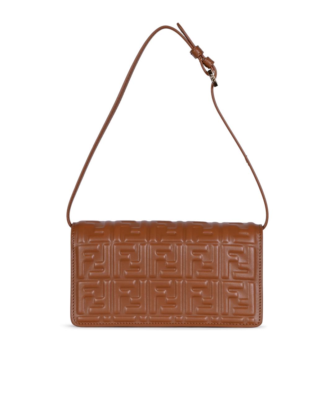 FENDI Коричневая кожаная сумка через плечо, фото 3