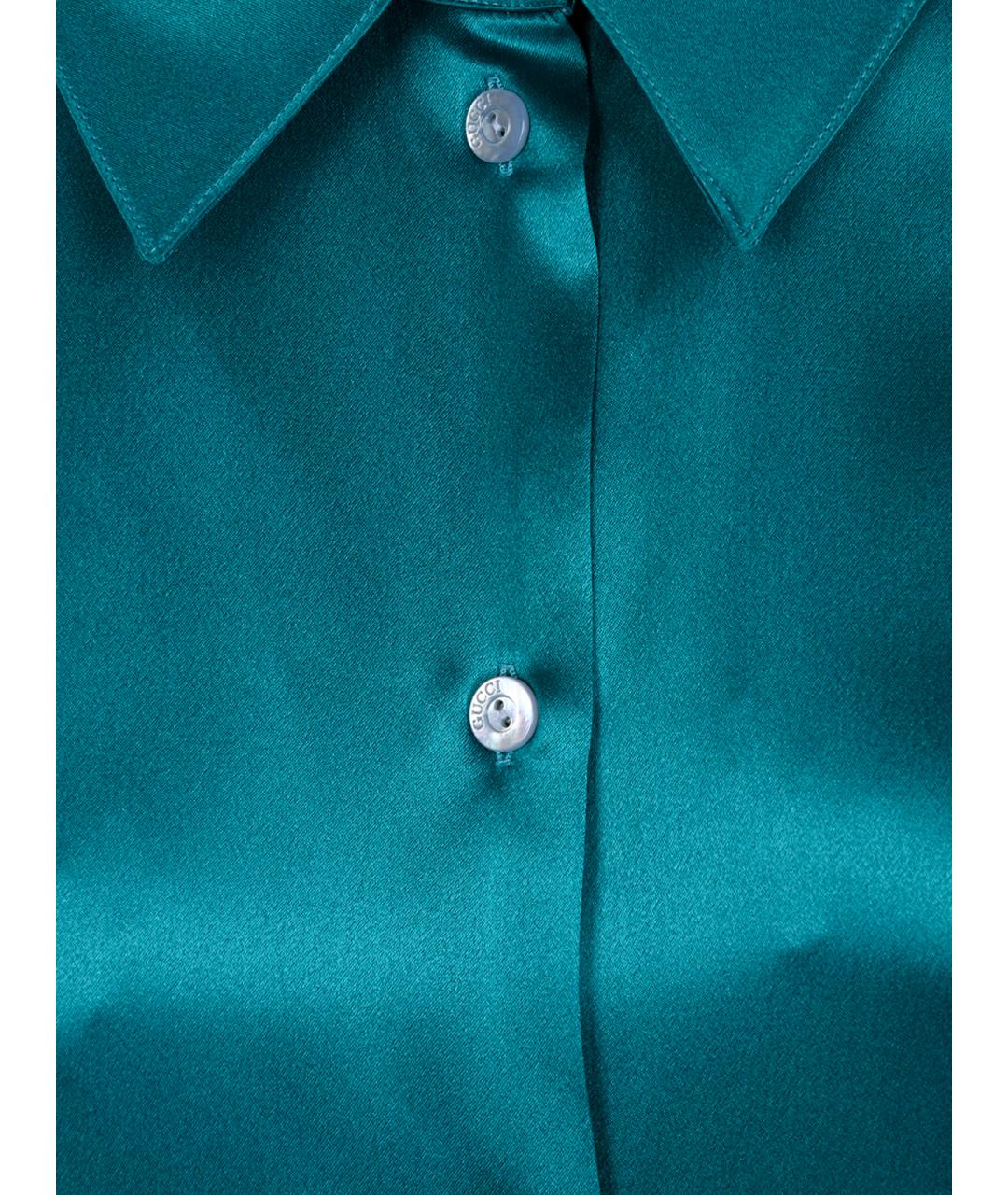 GUCCI Бирюзовая шелковая рубашка, фото 3