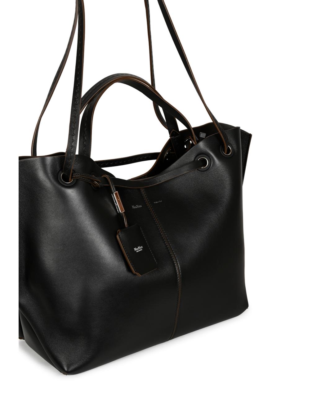 MAX MARA Черная кожаная сумка тоут, фото 4