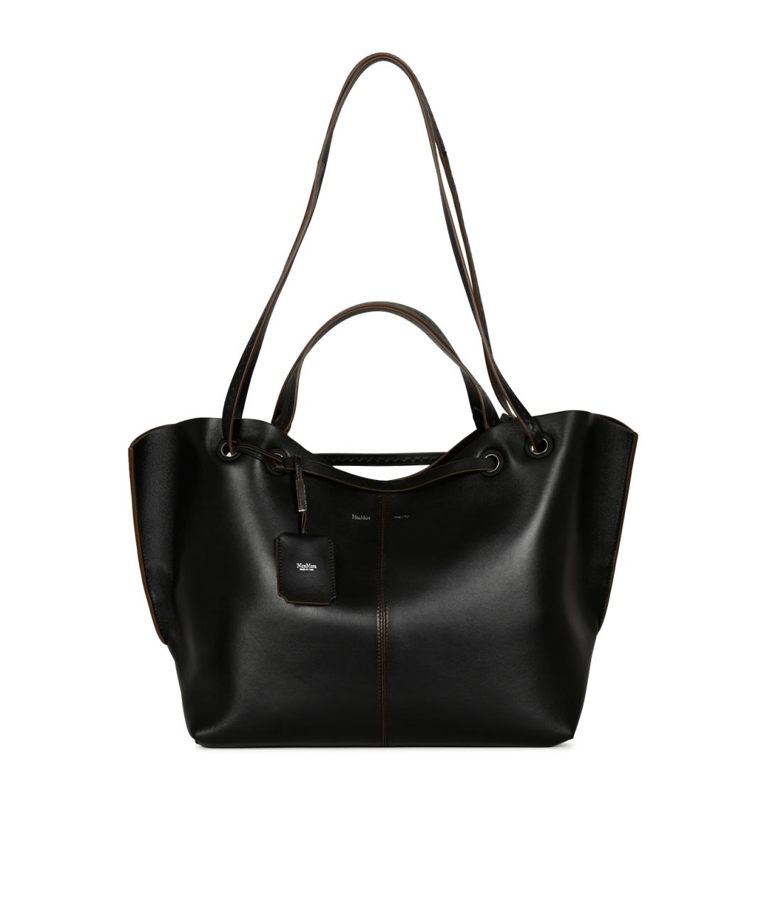 MAX MARA Черная кожаная сумка тоут, фото 1