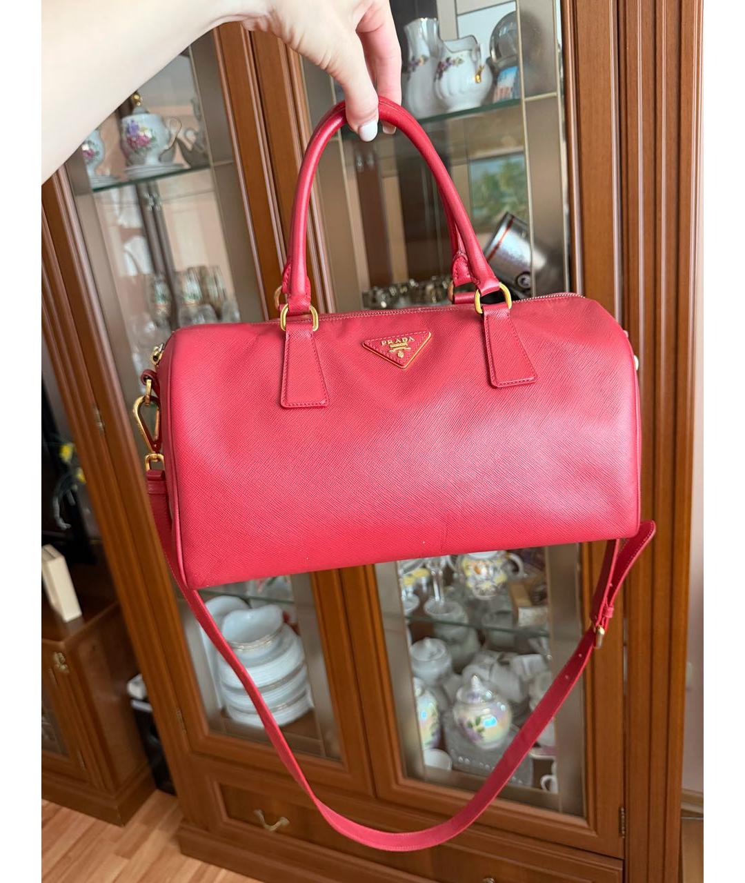PRADA Красная кожаная сумка с короткими ручками, фото 9