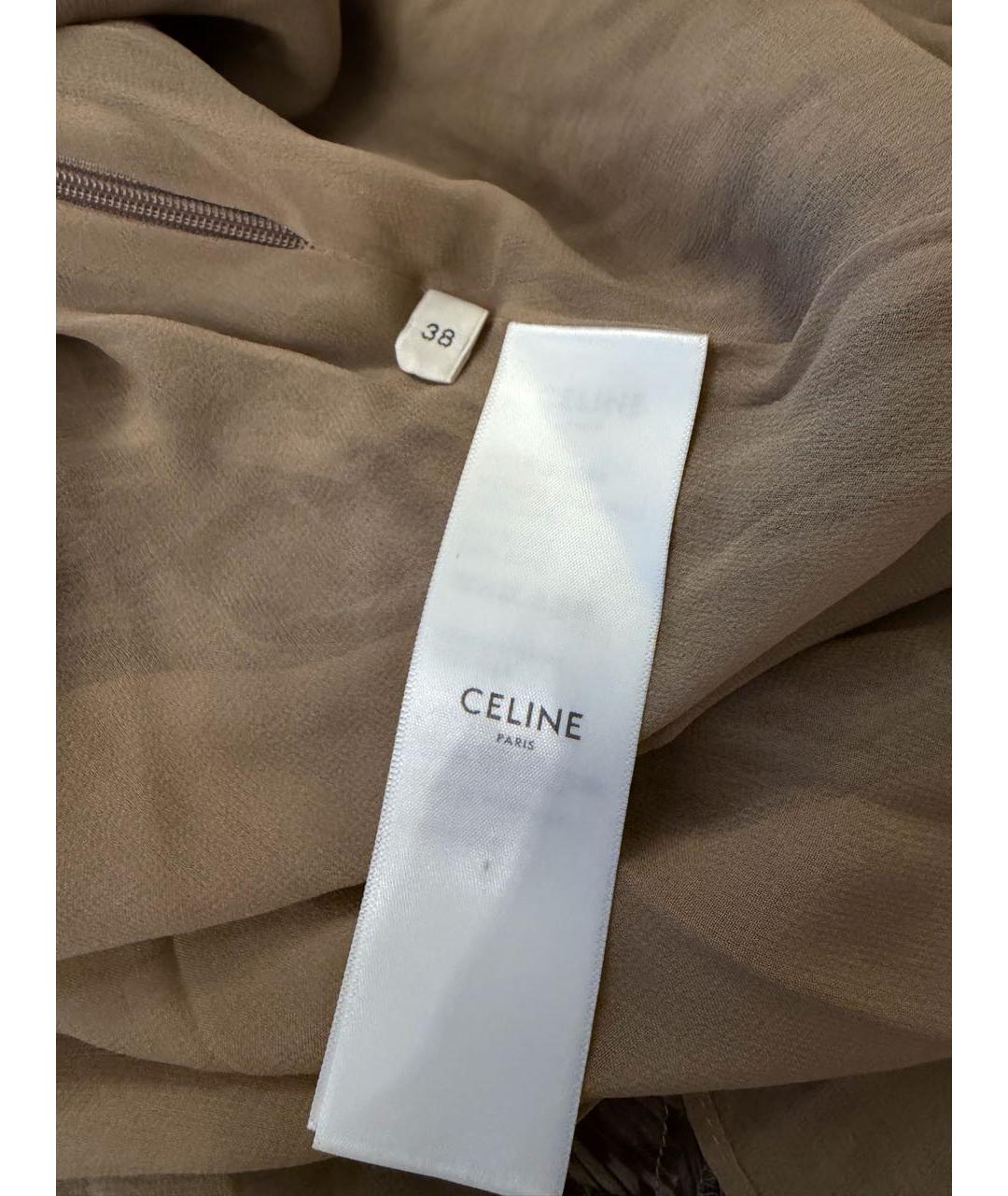 CELINE Коричневая шелковая юбка макси, фото 3