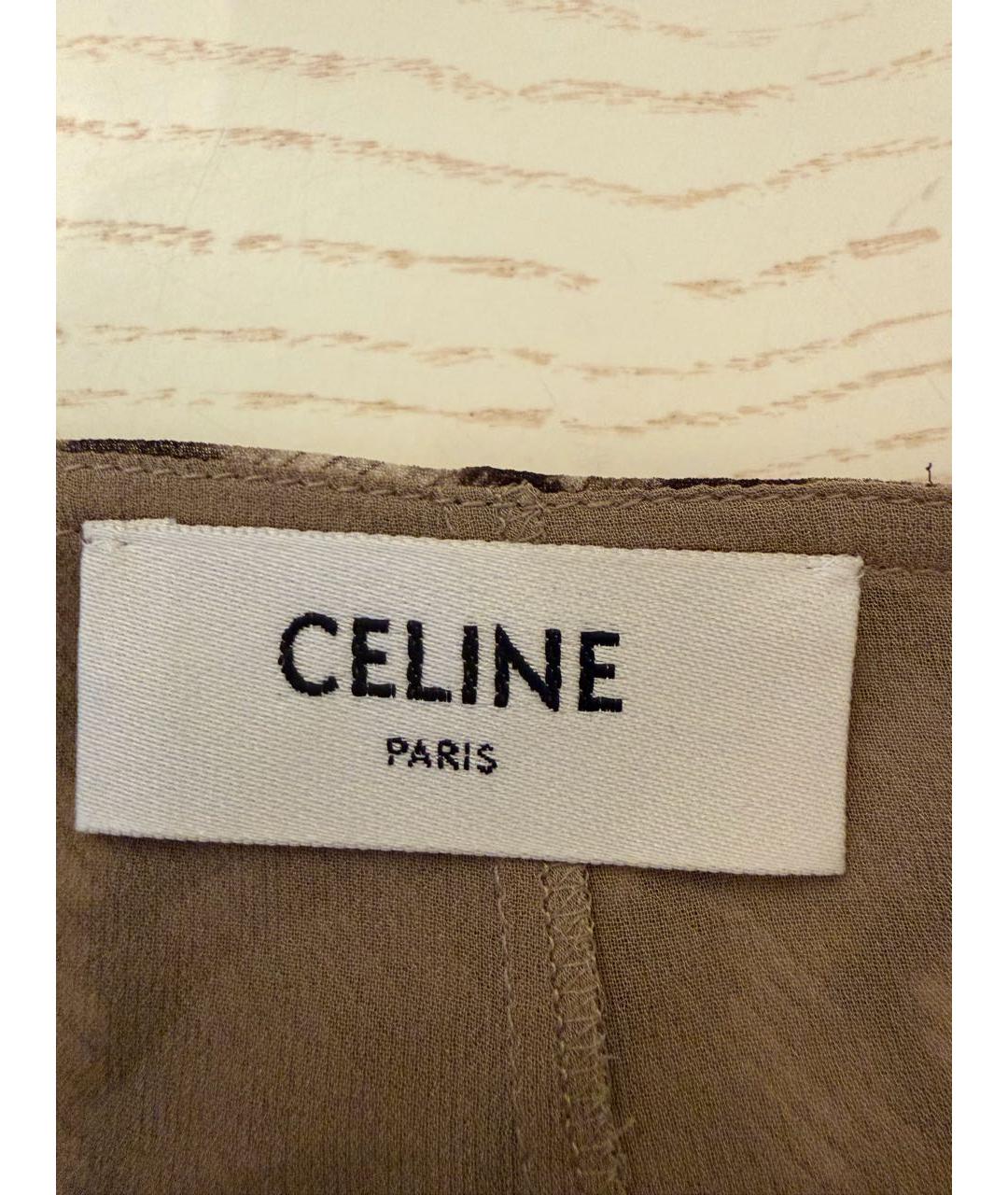 CELINE Коричневая шелковая юбка макси, фото 2