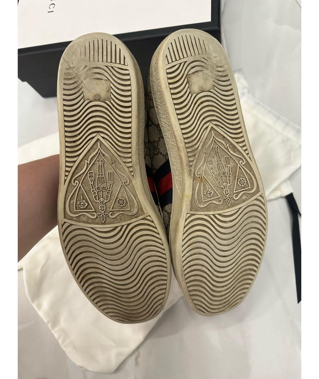 GUCCI Бежевые кеды, фото 4