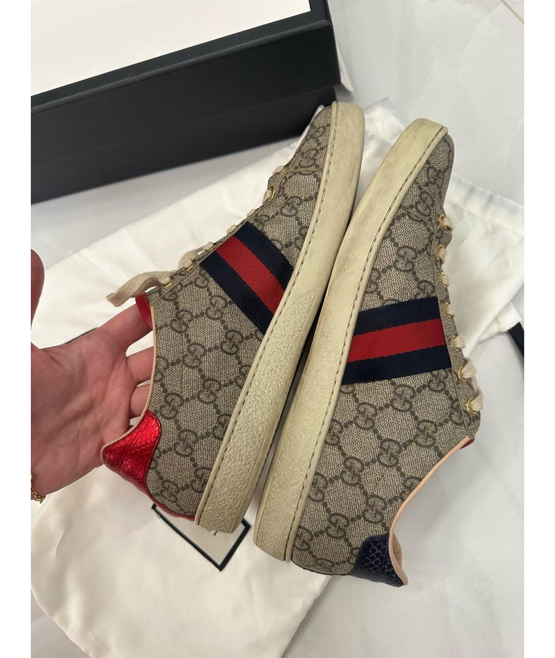 GUCCI Бежевые кеды, фото 5
