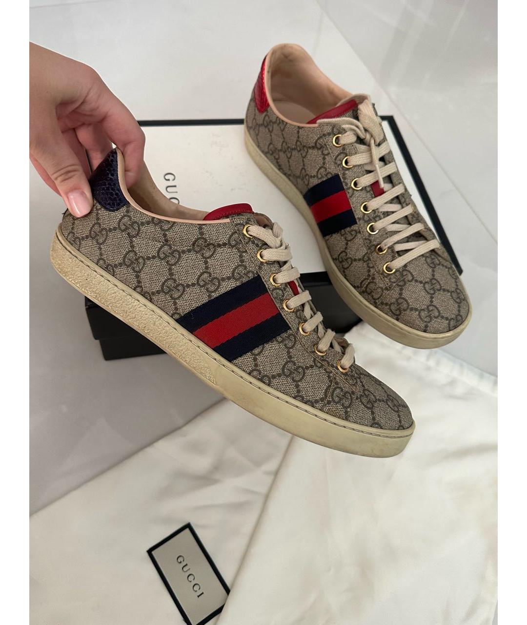GUCCI Бежевые кеды, фото 9