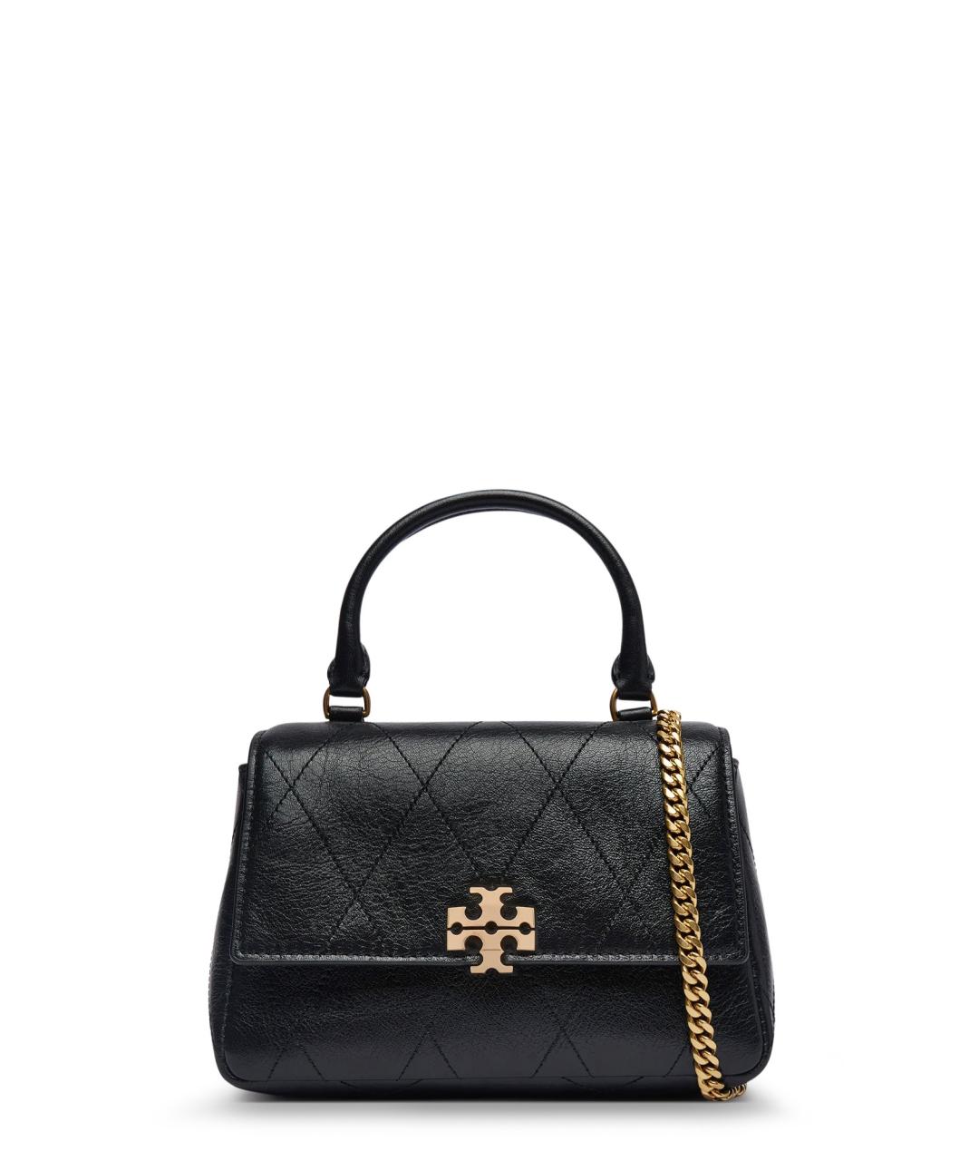 TORY BURCH Черная кожаная сумка с короткими ручками, фото 1