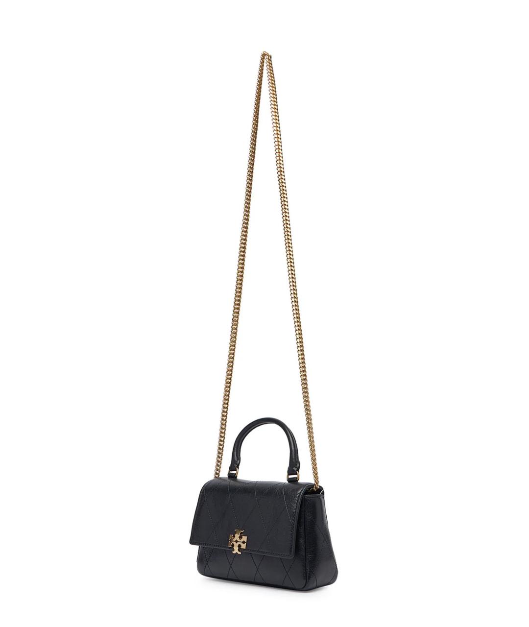 TORY BURCH Черная кожаная сумка с короткими ручками, фото 3