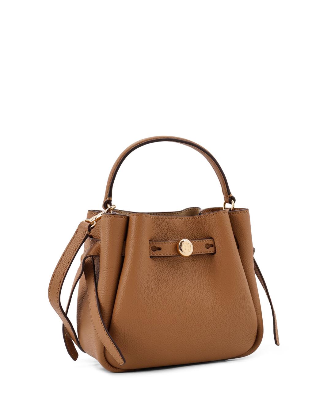 TORY BURCH Бежевая кожаная сумка с короткими ручками, фото 3