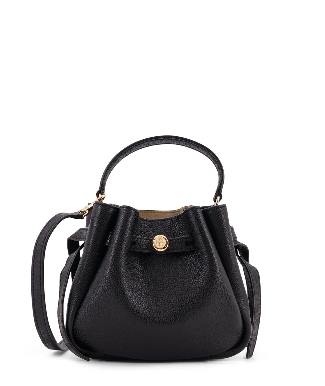 TORY BURCH Черная кожаная сумка с короткими ручками, фото 1