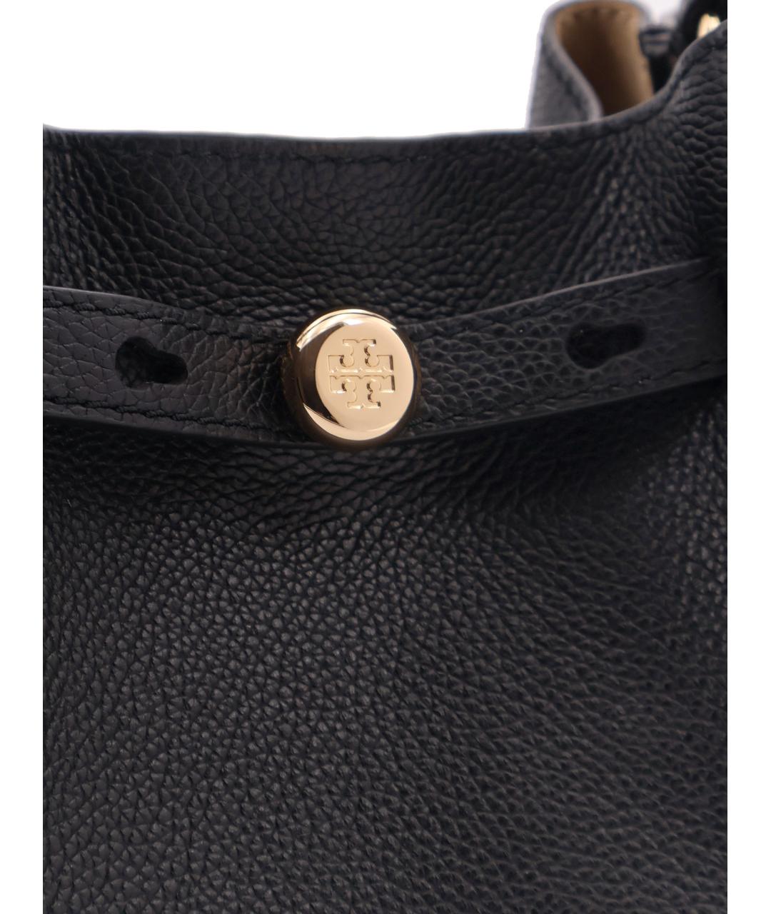 TORY BURCH Черная кожаная сумка тоут, фото 5
