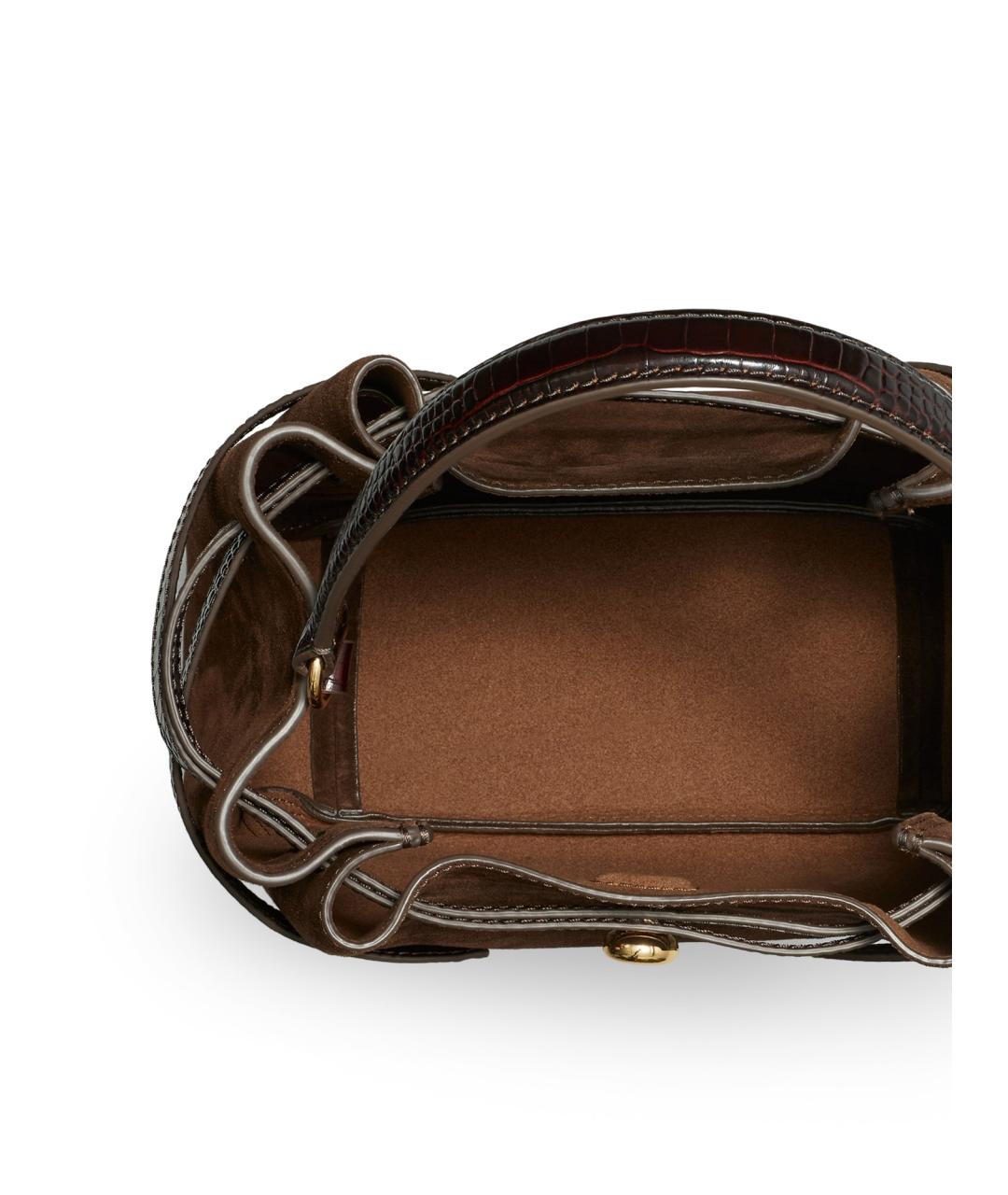 TORY BURCH Коричневая замшевая сумка с короткими ручками, фото 4