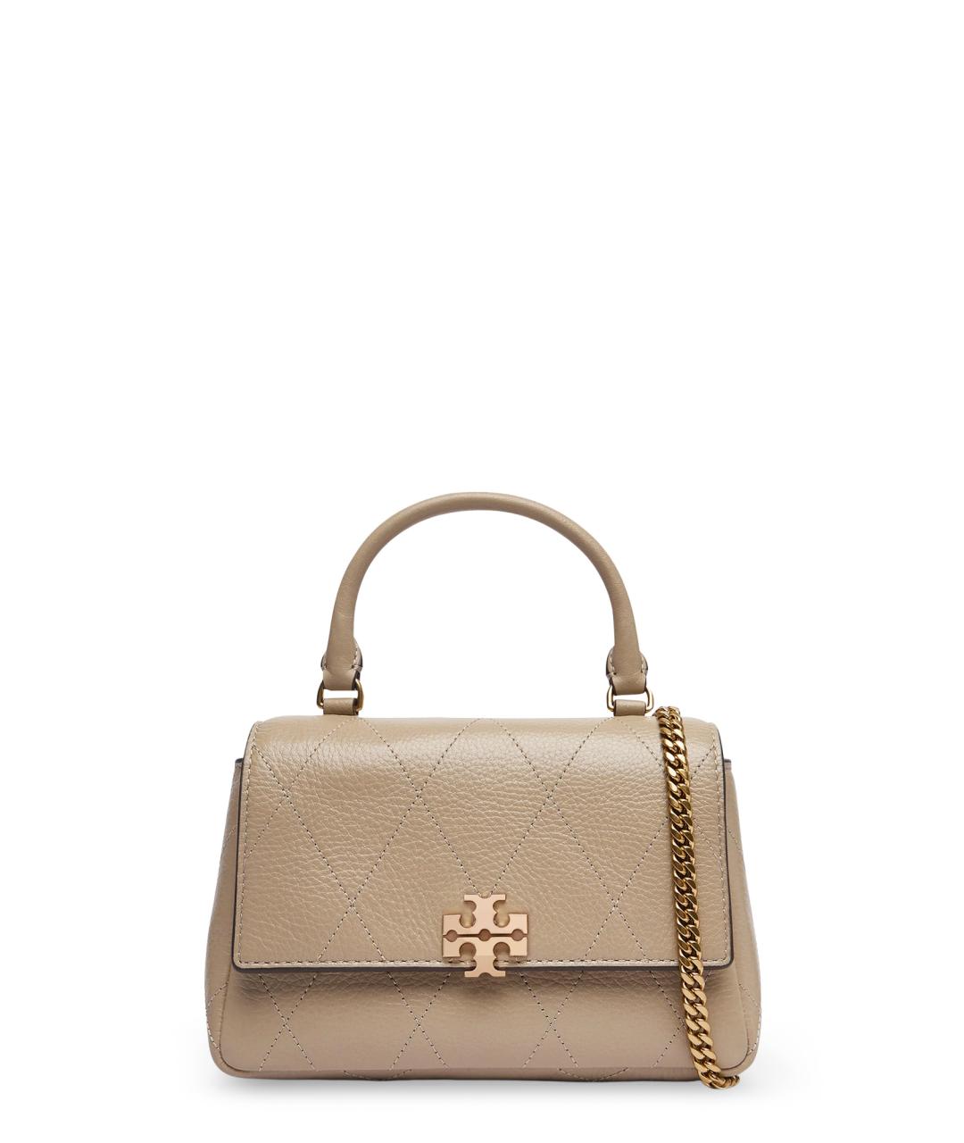 TORY BURCH Бежевая кожаная сумка с короткими ручками, фото 1