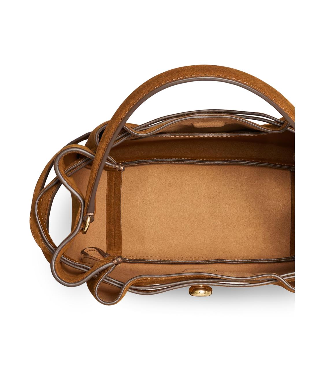 TORY BURCH Бежевая замшевая сумка с короткими ручками, фото 4