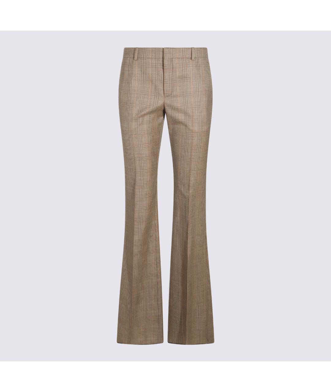 SAINT LAURENT Бежевые шерстяные прямые брюки, фото 5